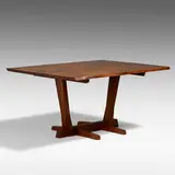 Conoid dining table by George Nakashima, 1975, American black walnut, rosewood, sold Jan 2022