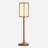 George Nakashima, Floor lamp, 1963, English walnut, American black walnut, fiberglass