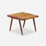 Grass-Seated stool by George Nakashima, c. 1965, walnut, sea grass cord, sold Jan 2022