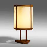George Nakashima, Table lamp, 1960, English oak burl, holly, fiberglass shade