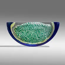 Steven Weinberg, Boat, c. 2005, cast and polished optical glass with controlled air bubbles with foil inclusions