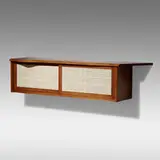 Hanging Wall cabinet by George Nakashima, 1954, cherry, pandanus cloth, sold Jan 2022
