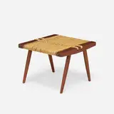 Grass-Seated stool by George Nakashima, 1967, American black walnut, sea grass cord, sold Jan 2022