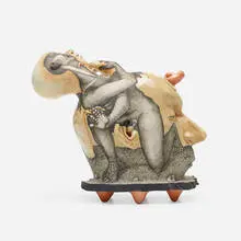 Desolation teapot by Sergei Isupov, 1997, hand-built and glazed porcelain, sold Jan 2022