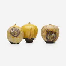 Collection of three Feelies by Rose and Erni Cabat, 1970-85, glazed stoneware, sold Jan 2022