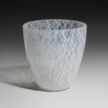 Paolo Venini, Zanfirico vase, model 3545, c. 1951, internally-decorated glass with controlled air bubbles