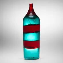 Fulvio Bianconi, A Fasce Orizzontali vase, model 4315, c. 1950, glass with polychrome bands