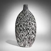 Vase by Massimo Micheluzzi, 2002, wheel-carved glass, sold Jun 2025