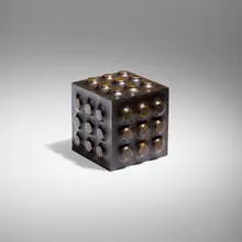 Cube sculpture by Pierre Sabatier, 2016, bronze, sold Apr 2025