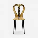 Piero Fornasetti, Musicale chair, 1955 / 1991, lithographic transfer-print on lacquered wood, hand-painted, lacquered steel