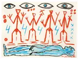A. R. Penck, Ohne Titel, Farbkreide auf leichtem Fabriano-Karton