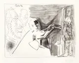 Pablo Picasso, Peintre et modèle debout avec deux spectateurs, 1963, Aquatinta auf Rives-Velin