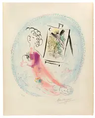 Le Chevalet by Marc Chagall, 1969, Farblithographie auf Arches-Velin, sold Nov 2014