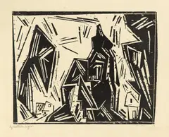 Dorfkirche by Lyonel Feininger, 1918, Holzschnitt auf Velin, sold Jun 2016