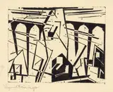 Lyonel Feininger, Viadukt, 1918, Holzschnitt auf Seidenpapier