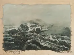 Gipfelstück I“ (Alpen) by Ralph Fleck, 1980, Öl auf Leinwand, sold May 2023