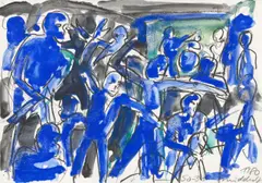 Helmut Middendorf, SO-36, 1980, Gouache und Kohle über Bleistift auf Velin