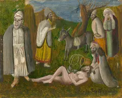 Adalbert Trillhaase, Der barmherzige Samariter. 1920er-Jahre, Öl auf Karton auf Holz