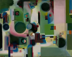 Boris Kleint, Fugenimprovisation grün, 1941, Öl auf Leinwand, auf Pappe aufgezogen