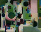 Boris Kleint, Fugenimprovisation grün, 1941, Öl auf Leinwand, auf Pappe aufgezogen