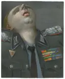 Wolfgang Peuker, Soldat, 1986, Öl auf Hartfaser