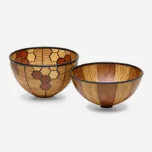 Gianfranco Angelino, Bowls, set of two, turned laminated pine, oak, and birch