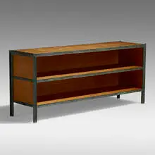 Louis Cane, Bookcase, c. 1995, patinated bronze, oak