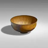 Gertrud and Otto Natzler, Bowl, 1961, earthenware with Tiger Eye Reduction Fired glaze with flame marks, inside mat