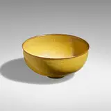 Gertrud and Otto Natzler, Bowl with lip, 1964, earthenware with Gold Hare's Fur glaze with iridescent crystals