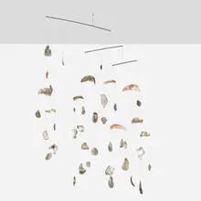 Otto Natzler, Abalone shell fragment mobile, c. 1963, abalone, metal, thread