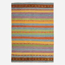 Sculpted flatweave carpet by Contemporary, hand-woven wool, hand-knotted wool, sold Jan 2022