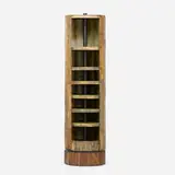 Rare and Early revolving cabinet by Paul Evans, c. 1965, welded and polychromed steal, enameled wood, felt, sold Jan 2022