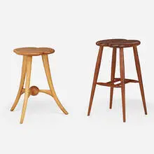 Robert Whitley, Stools, set of two, 1982, 2003, maple, walnut