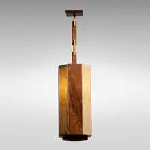 Robert Whitley, Hanging lantern, c. 1975, walnut, birdseye maple, banana fiber parchment