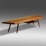 Early coffee table by George Nakashima, 1956, American black walnut, sold Jan 2022