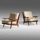 Cushion armchairs, pair by George Nakashima, 1972, cherry, sold Jan 2022
