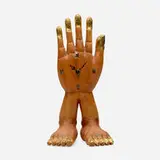 Pedro Friedeberg, Table clock, c. 1975, gilt and carved Mexican walnut, enameled metal