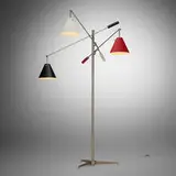 Angelo Lelii, Triennale floor lamp, model 12128, 1947, chrome-plated brass, lacquered aluminum and brass