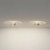 Paavo Tynell, Custom ceiling lamps from the Grace United Methodist Church Education Center, pair, c. 1955, lacquered aluminum, aluminum