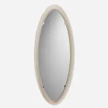 Wall mirror by Fontana Arte, c. 1960, smoked and beveled glass, mirrored glass, nickel-plated metal, sold Apr 2025