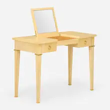 attribution Maison Jansen, Vanity, c. 1960, vellum over wood, mirrored glass, brass