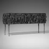 James Bearden, Corinthian cabinet, 2021, plasma-carved steel with metallic polywash finish