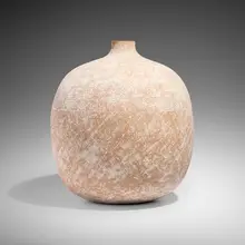 Taabnal by Claude Conover, 1981, glazed stoneware with engobe decoration, sold Apr 2025