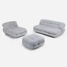Afra & Tobia Scarpa, Soriana suite, 1970 / 1977, upholstery, chrome-plated steel