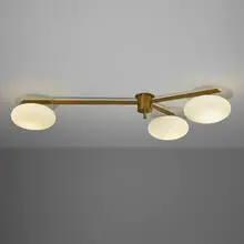 3 Lune ceiling lamp by Angelo Lelii, c. 1961, brass, frosted glass, sold Apr 2025