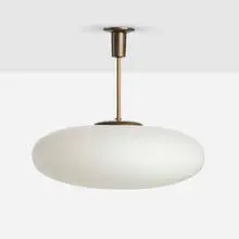 Angelo Lelii, Ceiling lamp, c. 1961, brass, frosted glass