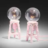 Katie Stout, Little Pink Pink Pink lamps, pair, 2016, painted ceramic