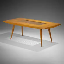 Joaquim Tenreiro, Dining table, c. 1950, pau marfim, glass