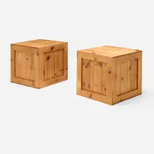 John Dickinson, Crate tables from the Firehouse, San Francisco, pair, 1970, pine