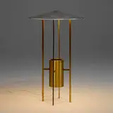 Philip Johnson and Richard Kelly, Floor lamp, 1953, brass, enameled aluminum